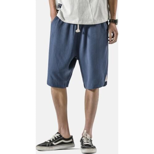 Cotton Linen Shorts Men 2020 Summer Men Casual Shorts Solid Chinse Style Bermuda Beach Knee Length Short Pants Men
