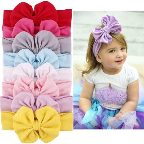 Soft Solid Hair Bandage Tie Band Headband Bow Turban For Children Newborn Kids Headwear Baby Girl Accessories Bowknot Cute Gift