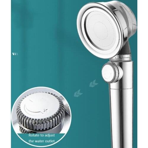 Bathroom Turbocharged Shower Head High Pressure Handheld Shower Household with On/Off Knob Universal 4-Point Port