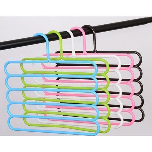 Anti-slip Multiple Layer Trousers Pants Hanger Ties Scarves Hanging Rack Multipurpose 5 Layers Closet Hanging Rack Saving Space