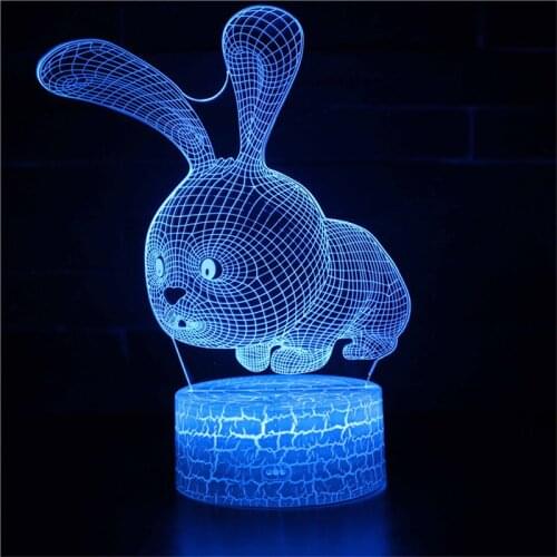 Rabbit 3D Night Light Sleeping Light for Kids Boys Table Desk Lamp with Touch Switch Remote Control 16 Colors for Gifts Birthday