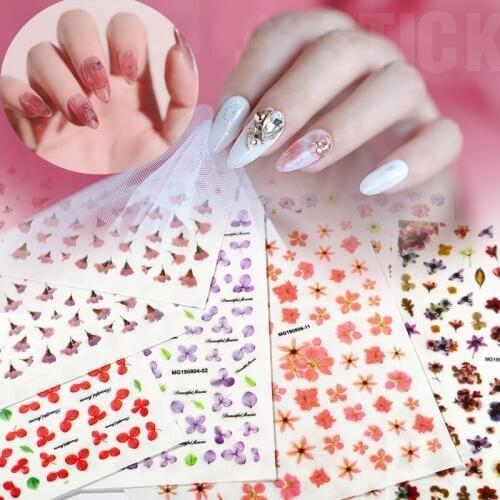 New 1 Sheet 3D Fcolorful flowers Nail Art Stickers mix shape for Nails Sticker Decorations Manicure Z0207