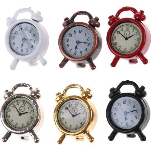 New 1:12 Multicolor Scale Mini Alarm Clock Toy Home Decor Kitchen Living-room Miniature Model Kid Gift Dollhouse Accessories