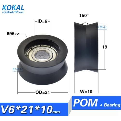 Free Shipping 10PCS V groove 696zz bearing coated nylon sliding roller wheel nylon bearing wheel