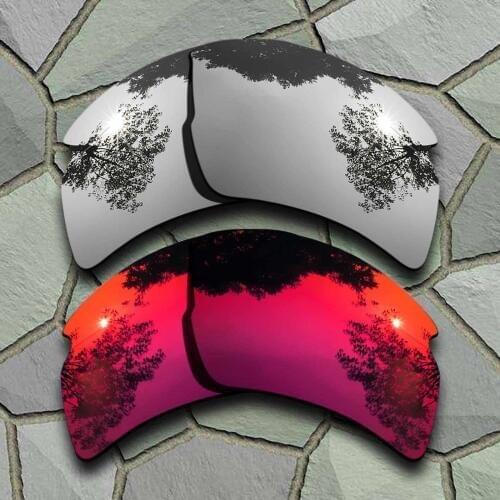 Chrome&Violet Red Sunglasses Polarized Replacement Lenses for Oakley Flak 2.0 XL