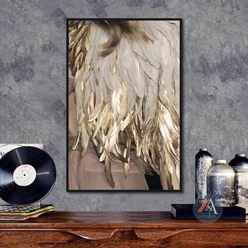 Modern Nordic abstract art golden feather poster printed canvas painting home wall art decorative painting