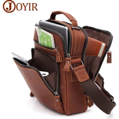 JOYIR Genuine Leather Mens Shoulder Bag Vintage Handbags Small Flap Casual Office Messenger Bags Fashion Crossbody Tote Bag New