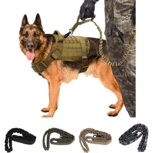 Tactical Large Dog Vest Leash Adjustable Quick Release Dog Belt Explosion Proof Military Dogs Training Leash Control handle