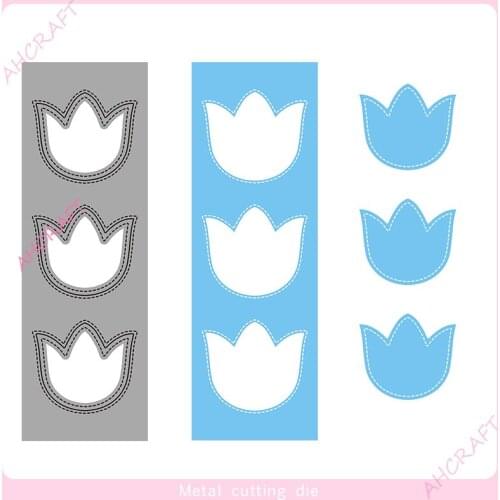Three Flower Cutouts Frame Metal Cutting Dies for DIY Scrapbooking Photo Album Decorative Embossing Paper Card Crafts Die 2021