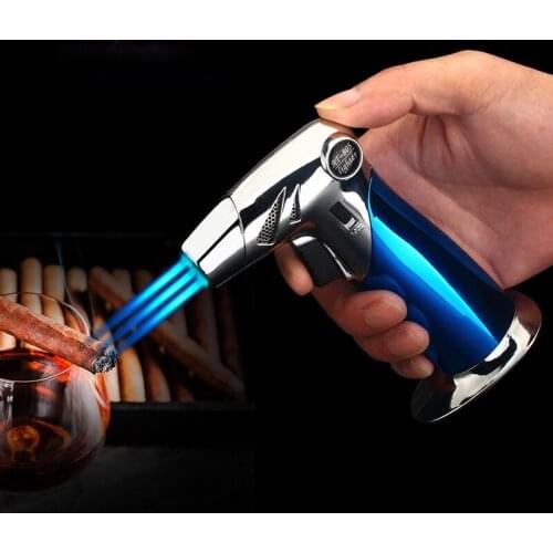 Three Straight Into The Outdoor Barbecue Flame Torch Cigar Straight Into The Lighter Gold Welding Ignition High Firepower Torch