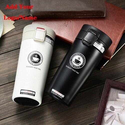 Free Custom logo Name Double Wall Stainless Steel Vacuum Flasks Thermo Cup Coffee Tea Milk Travel Mug Car Thermol Bottle Gifts