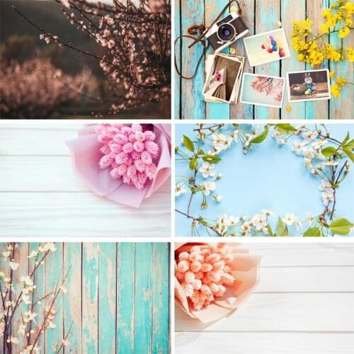 SHENGYONGBAO Vinyl Custom Photography Backdrops Flower and Wooden Planks Theme Photography Background 190117SK-02
