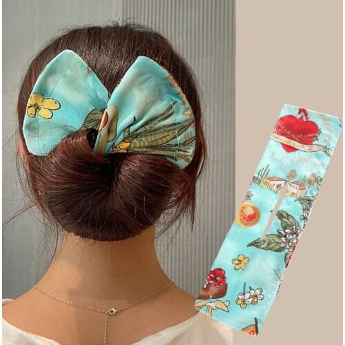Women Knotted Deft Bun Print Hair Bands Rope Headband Summer Hairpin Braider Fashion Fabric Hair Bands Hair Braiding Tool New