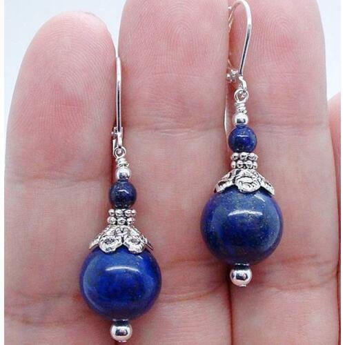 New Natural Lapis Lazuli Drop Earrings For Women Blue Beads Long Dangle Earring Vintage Bijoux Statement Earring Jewelry Gifts