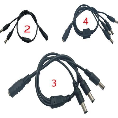 10 PCS DC Power 1 Female to 2 3 4 Male Way Splitter Adapter Connector Plug Cable 5.5mm*2.1mm 12V For CCTV Camera LED Strip Light