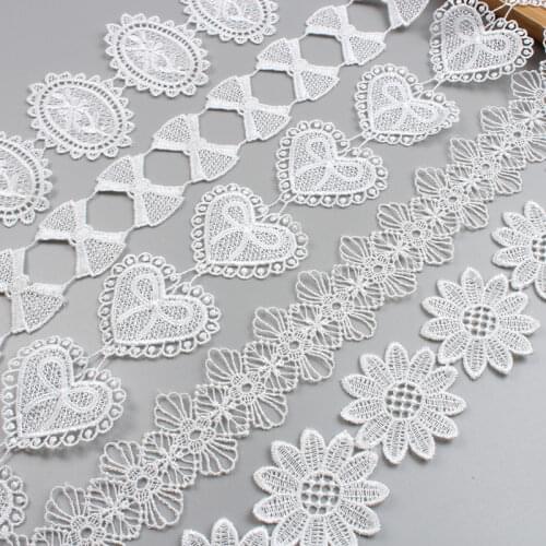 2yards/lot Soluble White Lace Ribbon Embroidered Bow Tassel lace trims For Clothing Dress Curtain Sofa table Decoration