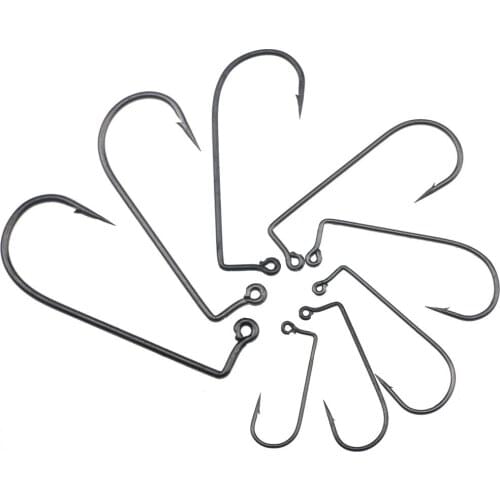 20pcs Fish Hook High Carbon Steel Barbed In Fly Fishing Hook Worm Pond Fishing Bait Holder Jig Hole Pesca