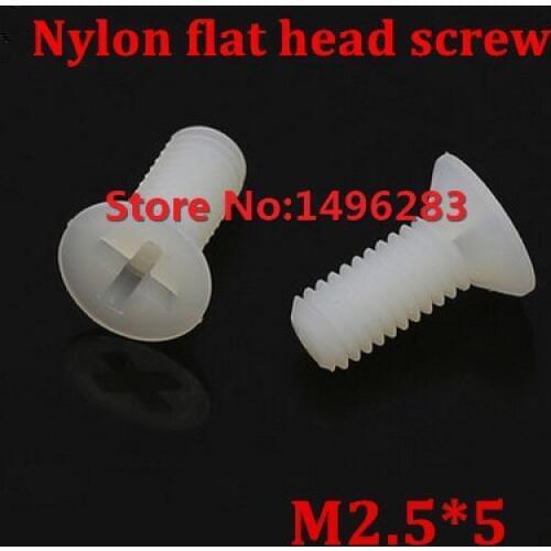 200pcs M2.5*5 Nylon Countersunk Head Socket Screw Metric Threaded Machine Flat Bolt