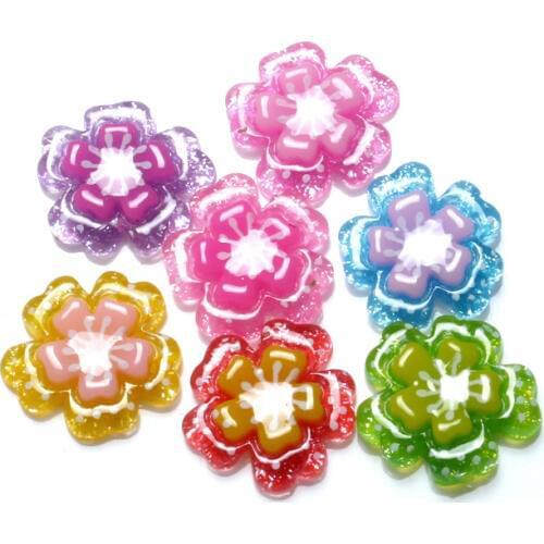 50Pcs Mixed Resin Flower Decoration Crafts Kawaii Beads Flatback Cabochon Embellishments For Scrapbooking DIY Accessories