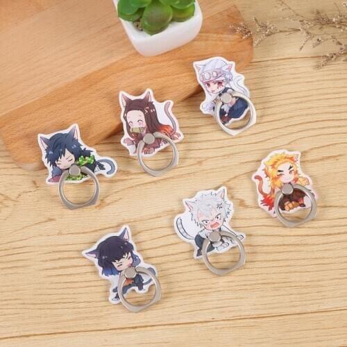 Cartoon Anime Demon Slayer Kimetsu no Yaiba Mobile Phone Finger Ring Holder Stand Bracket Buckle Mobile Phone Accessories