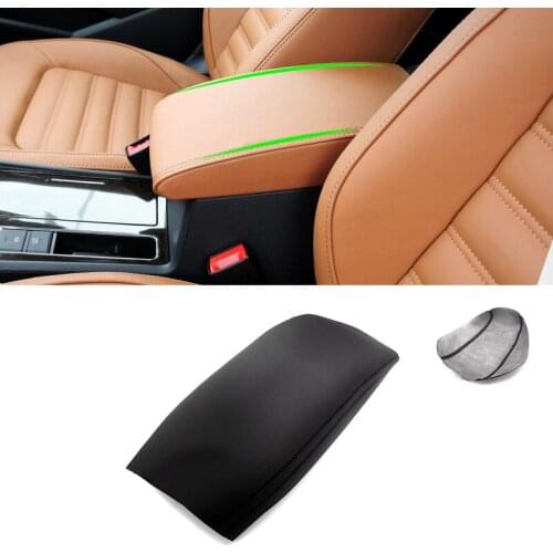 Soft Leather Armrest Cover For VW Passat 2010 2011 2012 2013 2014 2015 Car Center Control Armrest Box Skin Cover Sticker Trim