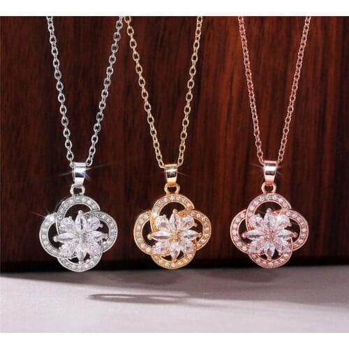 Huitan New Fashion Pendant Necklace Luxury Women Wedding Engagement Accessories Brilliant Cubic Zirconia Aesthetic Neck Jewelry