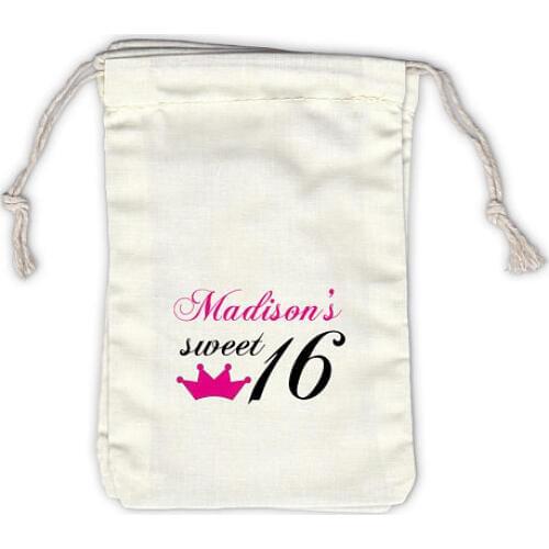 Custom Sweet 16 Crown Birthday baby shower Hangover Kit jewelry favor muslin Bags baptism Party gift bag