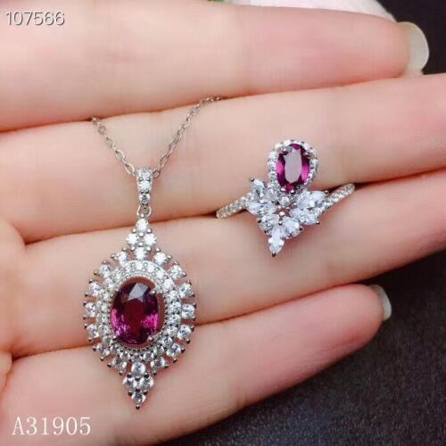 KJJEAXCMY boutique de joyería de plata de ley 925 con incrustaciones de magnesio natural aluminio granate piedra preciosa femeni