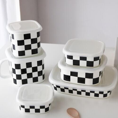 Classic White Black Storage Box Kitchen Storage Jar With Lid Seamless Boxes Snack Organizer