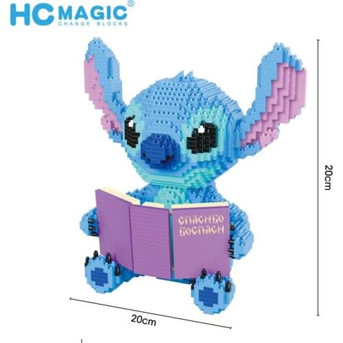 New 2021Disney Lilo & Stitch Stitch building blocks Cartoon animal image Reading style Building practical skills brain game gift