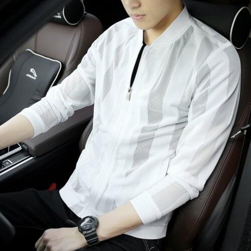 Summer Mens Skin Clothing Mesh Ultra-thin Breathable Sunscreen Clothing Pure Color Versatile Men and Women Couple Tops