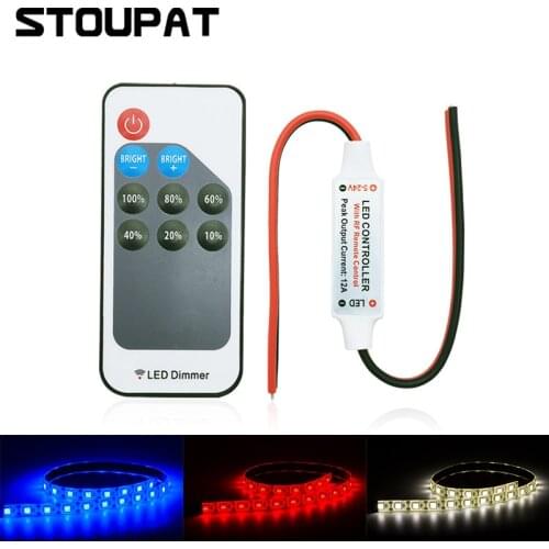 Mini DC5V-24V 9 Keys RF Wireless Single Color Controller Remote Dimmer for 3528 5050 LED Strip Light Adjust Brightness Control