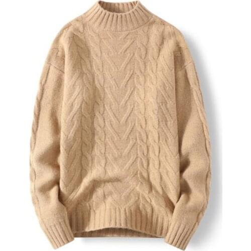 Fashion O-Neck Knitted Sweaters Mens Casual Loose Solid Jumper Men 2021 Autumn Winter Long Sleeve Warm Sweater Tops Streetwear