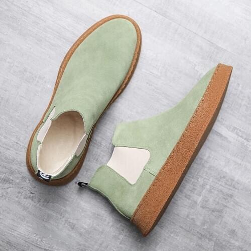 2020 Spring Men Shoes Suede Leather High-top Men Casual Shoes Slip-on Mens Loafers Comfortable Flat Man Boots Zapatos Hombre