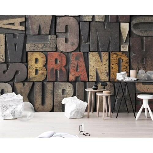 Beibehang Custom wallpaper mural European industrial wind 3D stereo English alphabet mural decorative wall papel de parede