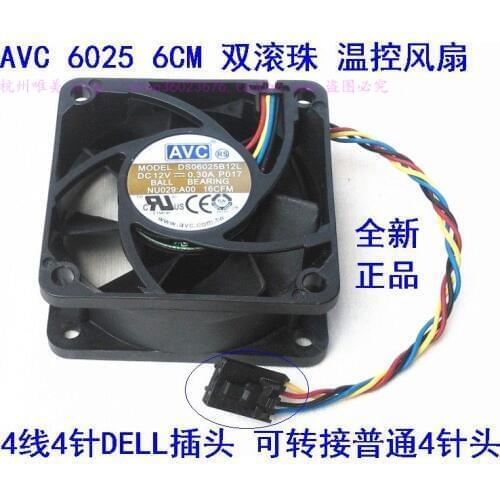 NEW AVC 6CM 6025 4lines double ball bearing DS06025B12L 12V 0.30A FOR DELL cooling fan