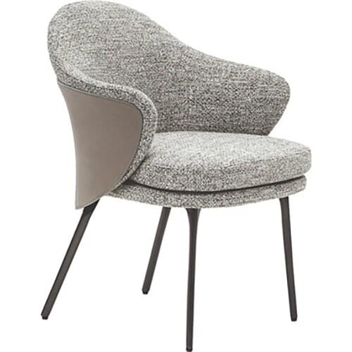 Dining chair home net celebrity ins Nordic simple chair complete hotel Italian stainless steel fabric book chair back chair