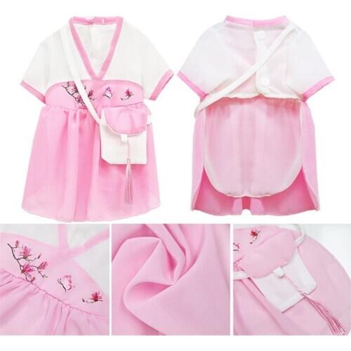 Chinese Style Dog Dress Summer Cat Dog Clothes Pet Dresses Wedding Party Dog Clothing Puppy Costume Yorkie Pomeranian Apparel