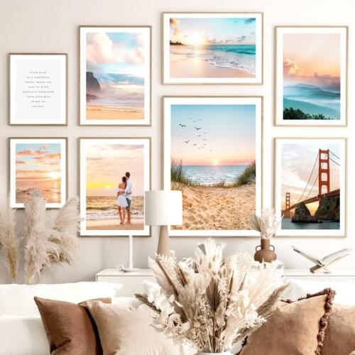 Beach Sunset Tree Couple Sea View Reed Car Wall Art Canvas Painting Posters And Prints Living Room Decor Nordic Style Decoration