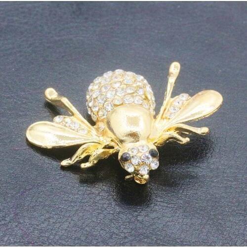 Gold Silver Plated Beetle Brooch Pins Lapel Crystal Rhinestone Bee Brooches Badges Women Men Insect Jewelry Clothes Accessories