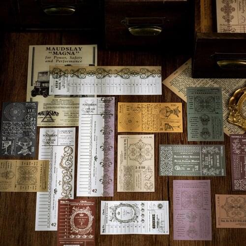 Retro bill receipt Ticket Record Material Paper Junk Journal Planner Scrapbooking Vintage Decorative DIY Craft Background Paper