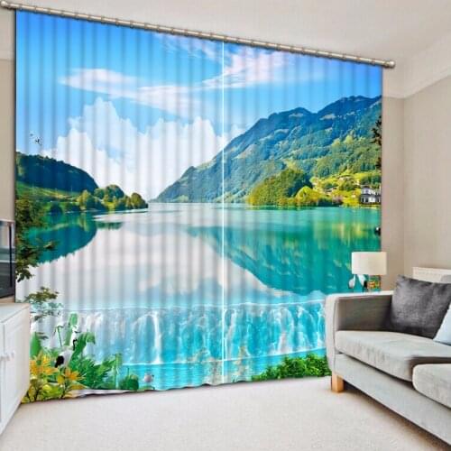 Luxury Modern Curtains sea landscape Curtain Window For The Living Room Beautiful Children Room Curtains Drapes