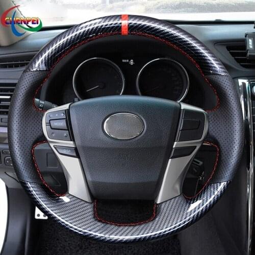 DIY Anti-Slip PU Carbon Fiber Leather Car Steering Wheel Cover For Toyota Reiz Mark X 2009-2015 Car Interior Decoration