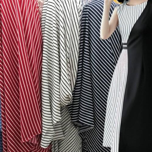 2020 Stripes Printed Chiffon Polyester Long Sleeve Shirt Dress Autumn Skirt Fabric