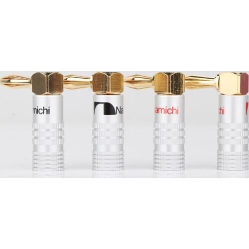 500pcs/set Nakamichi Banana Plug Gold Plated 90 Degree Right Angle Speaker Jack 4MM Connector