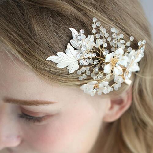 Floralbride Handmade Alloy Crystal Rhinestone Pearls Wedding Hair Clip Barrettes Bridal Headpiece Hair accessories Women Jewelry