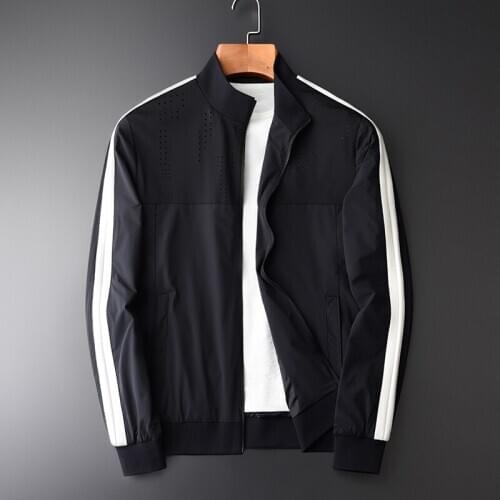 Spring And Autumn Sleeve Contrast Color Jackets Hight Qulity Fashion Thin Casual Slim Fit Stand Collar Jcaket M-4XL