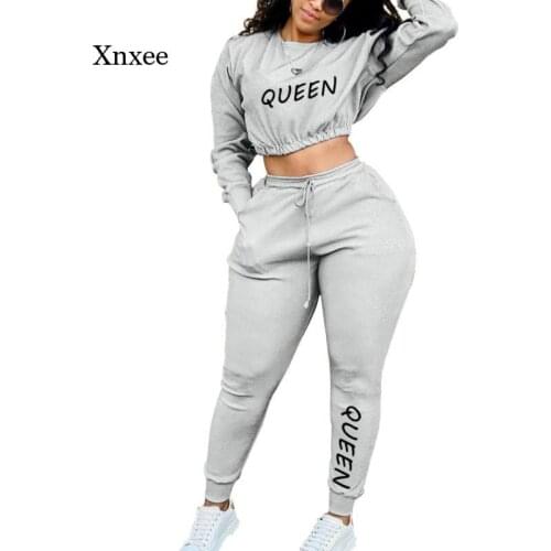 Spring and Autumn Ladies Two-Piece Casual Gray Sports Suit Fashion Letter Printed Shorts Top Trousers 2-Piece Suit Women