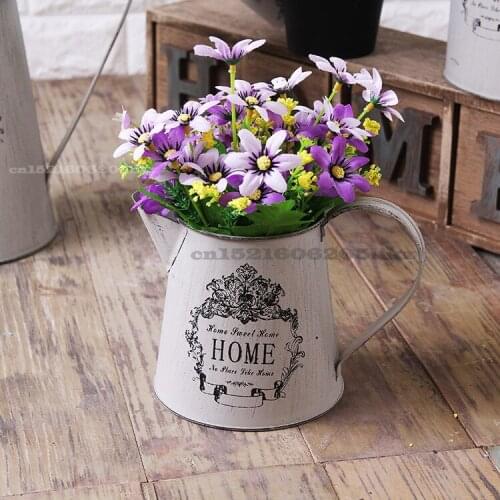 Vintage Metal Iron Flower Plant Bucket Wrought Iron Flower Buckets Flowerpot Desktop Storage Bonsai Bucket Plant Pots