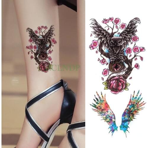 Waterproof Temporary Tattoo Sticker Owl Rose Flower Tree Hand Fashion Fake Tatto Flash Tatoo Foot Arm for Girl Women Men